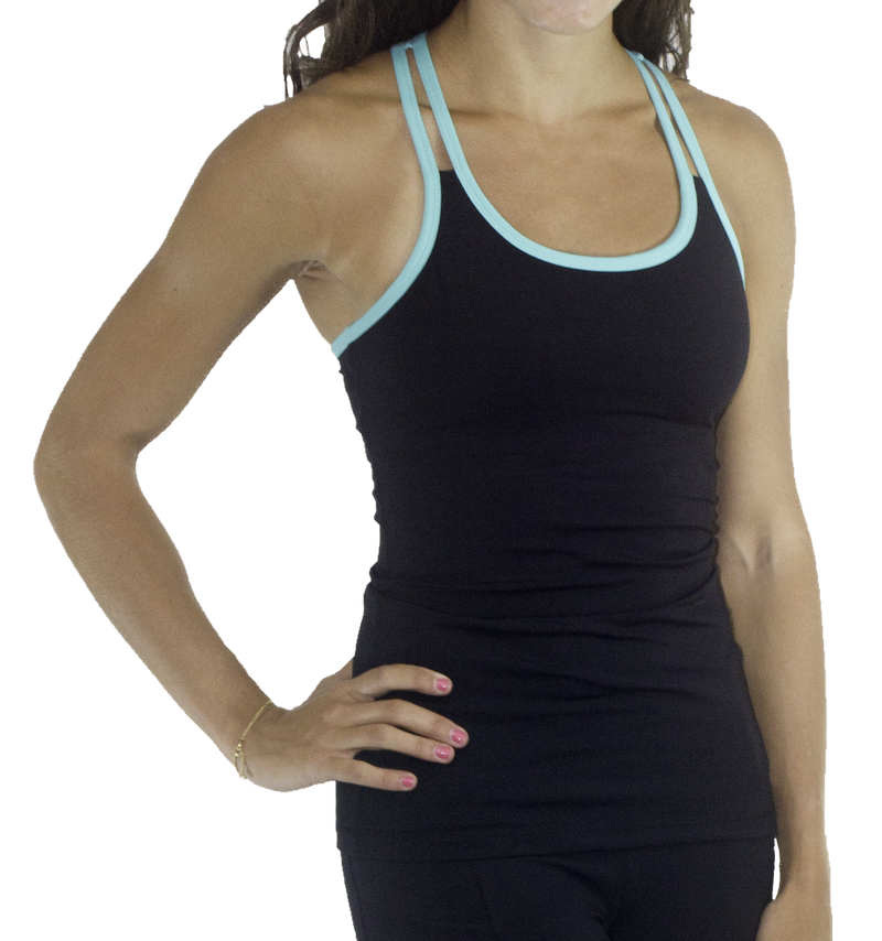 Linden Tank - Black/Aqua