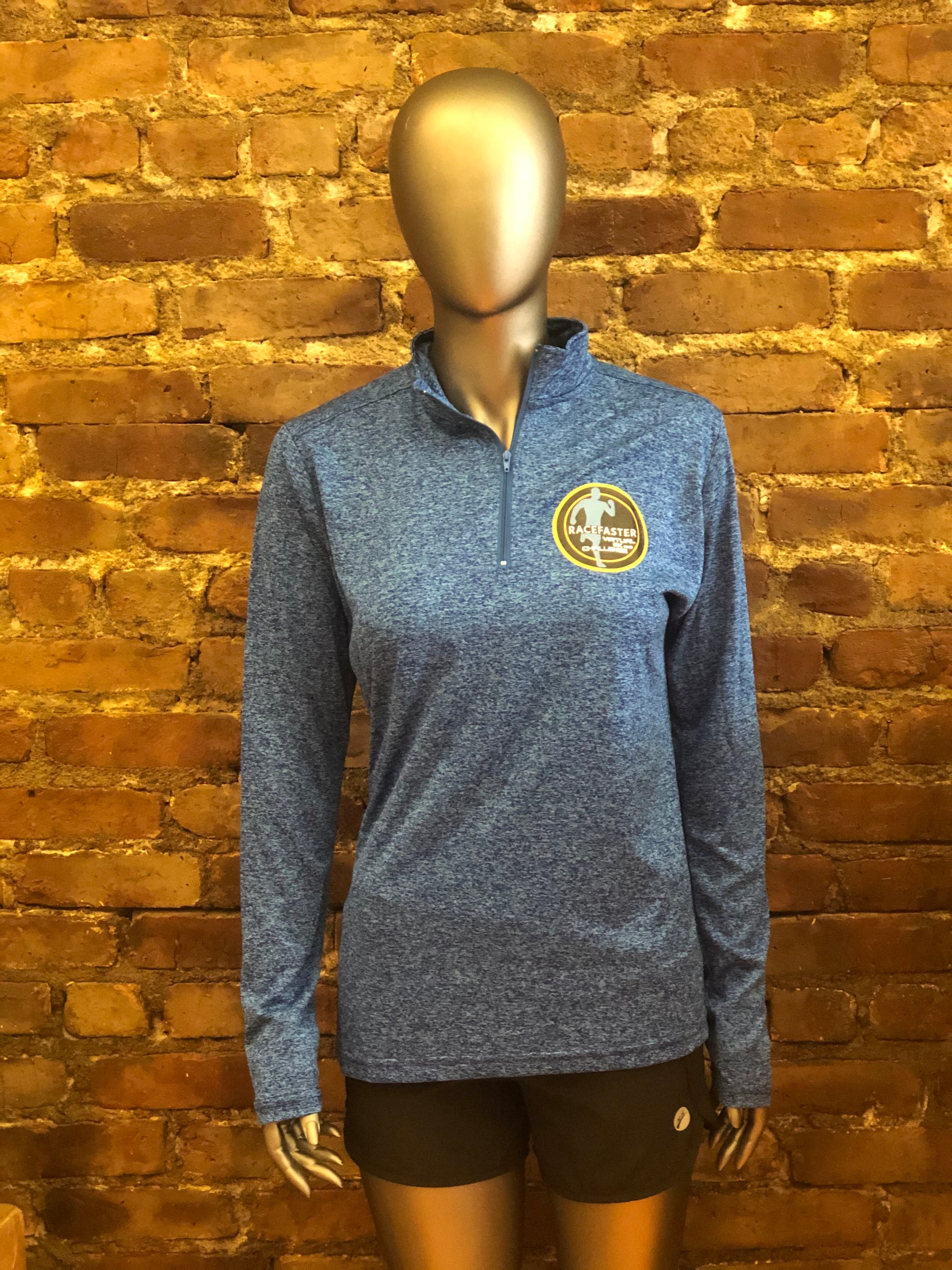 Women's Racefaster Virtual 5K and Challenge Half Zip - Navy Heathered