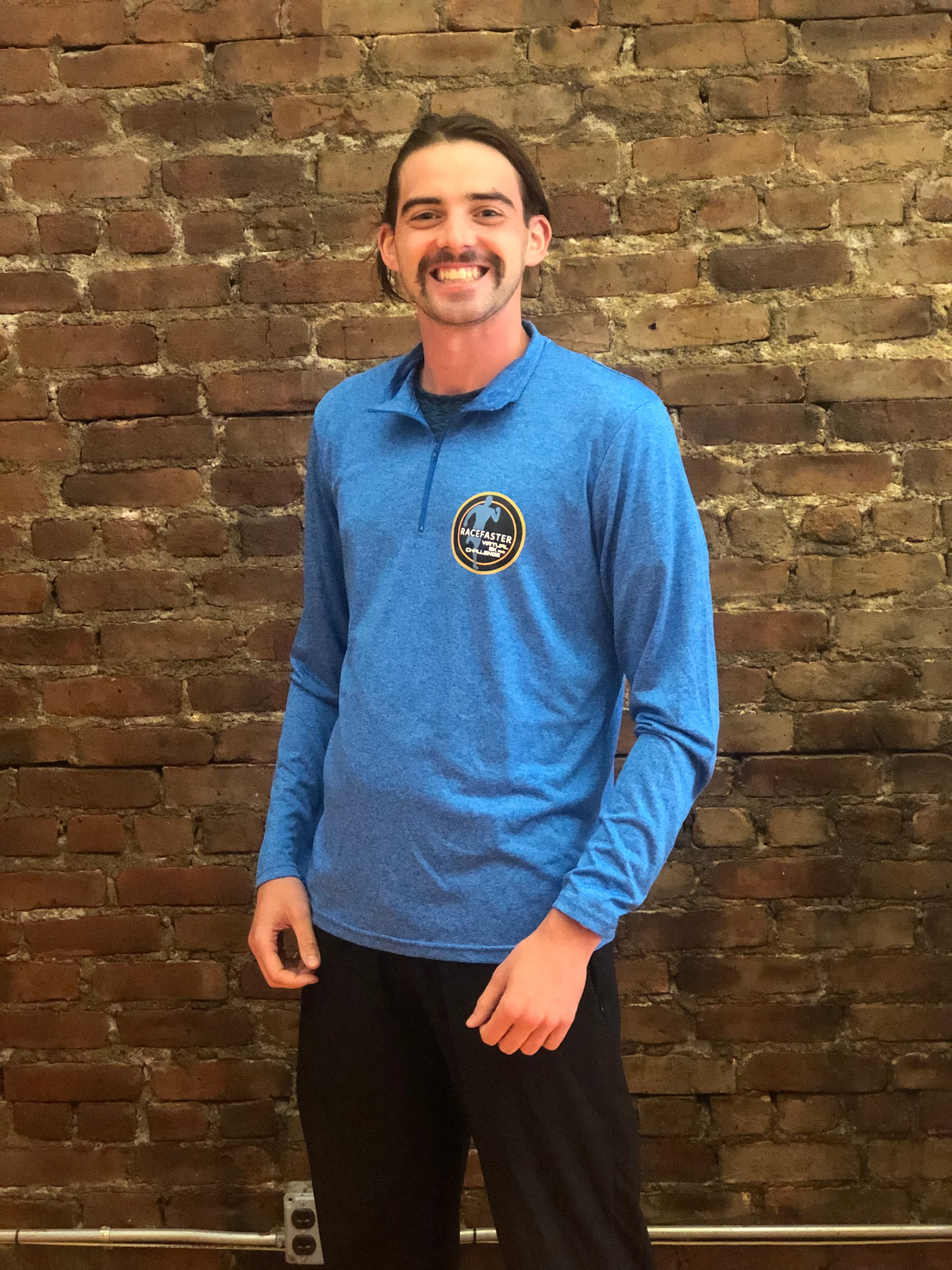 Men's Racefaster Virtual 5K and Challenge Half Zip - Blue Heathered